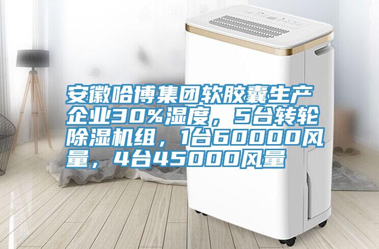 安徽哈博集團軟膠囊生產(chǎn)企業(yè)30%濕度，5臺轉(zhuǎn)輪除濕機組，1臺60000風量，4臺45000風量